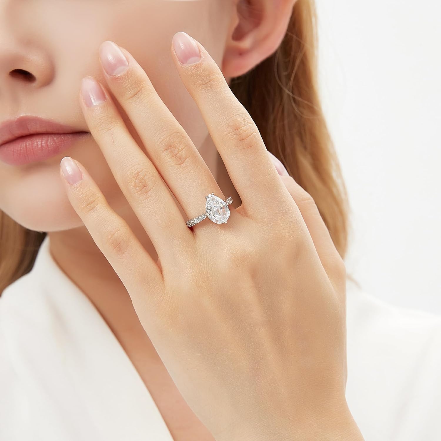 1CT Natural Green Olivine/Yellow Crystal/White/Blue Topaz Stone/Radiant Cut White/Pink/Yelow/Blue/Green Stone/3-Stone Engagement Rings for Women 18K Gold Plated 925 Sterling Silver - Image 4