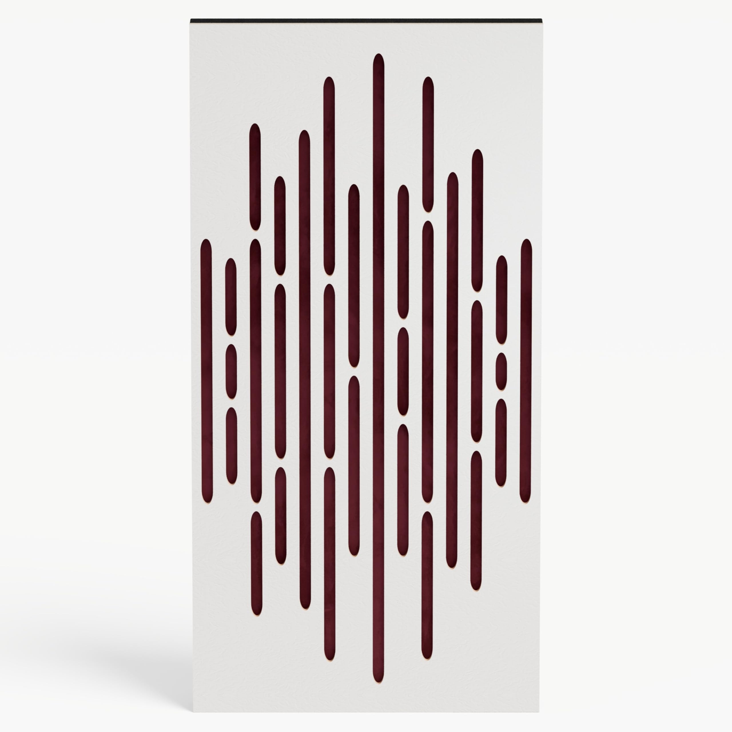 4-pak - wąskie panele akustyczne z aksamitną tkaniną, 50 x 25 cm, dekoracyjna kontrola szumów i redukcja echo, pochłanianie dźwięku i dyfuzja, kolor: [WAVE-F - biały, bordowy]