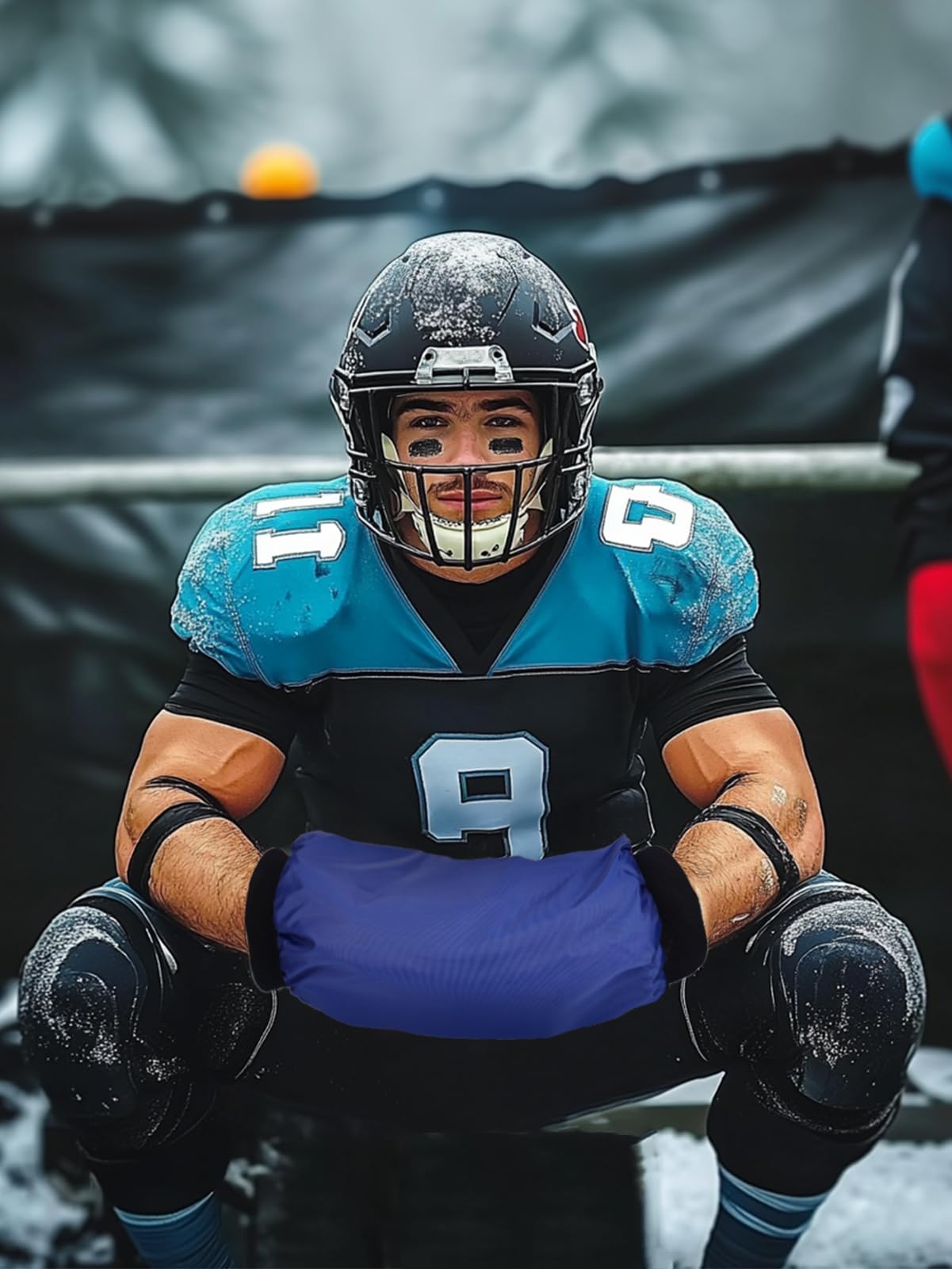 Football Hand Warmer Pouch - Soft Warm Windproof Sports Hand Warming Pouch with Zipped Pocket Adjustable Strap, Youth Hand Warmer Hand Muff for Football Hiking Camping Cycling Outdoor Recreation, Navy