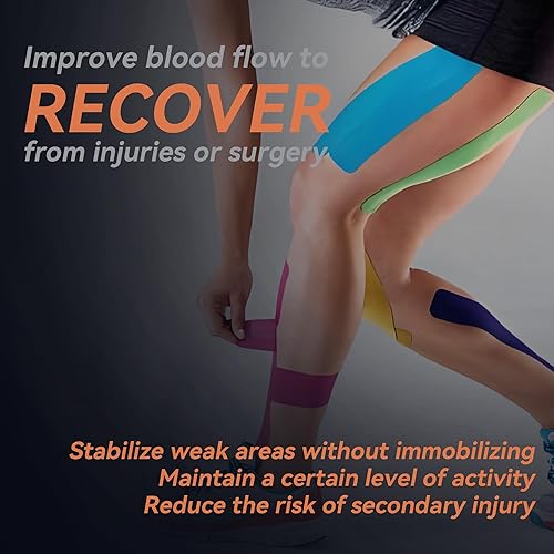 Miniatura 4 de Cinta de kinesiología 12 rollos de cinta deportiva de kinesiología atlética en colores mixtos de arcoíris, cinta muscular para apoyo y recuperación