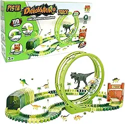 Pista Dinossauro Track com Looping e Acessórios 119 Peças + Carrinho, DM Toys, DMT6132