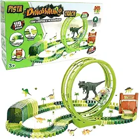 Pista Dinossauro Track com Looping e Acessórios 119 Peças + Carrinho, DM Toys, DMT6132