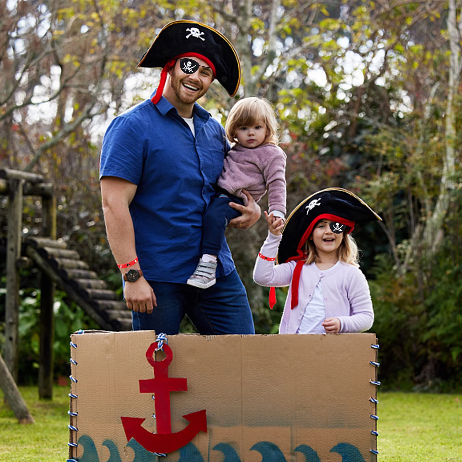 Lot De 58 Accessoires Pour Fête Pirate - Bracelets, Cache-Œil, Tatouages Et Pièces D'Or, Anniversaire Enfant