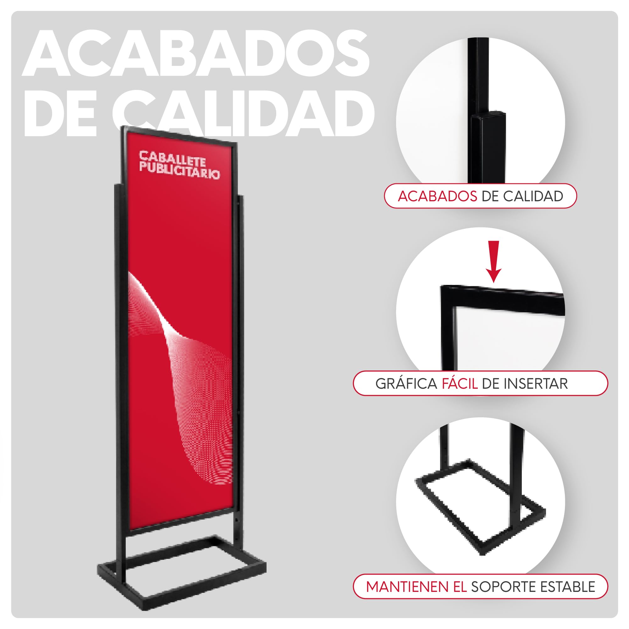 Soporte Publicitario de Acero Negro | Estructura Resistente para Carteles Promocionales | Fácil Montaje y Transporte | Apto para Gráficas 505x1400mm