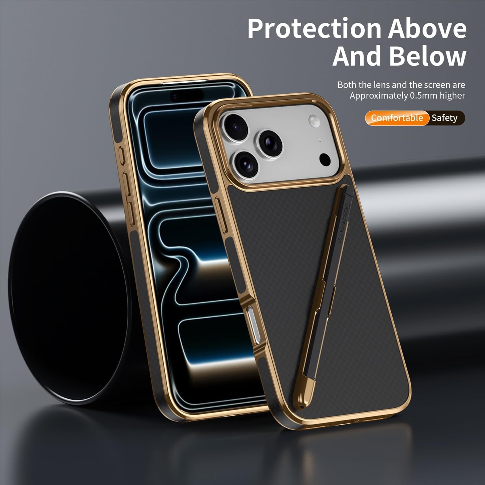 Générique Etui do Iphone 17 Pro Max/17 Pro/17 Air/17, etui z włókna węglowego z otworem na ocynkowane etui na długopis (fioletowy, 17 Pro Max)