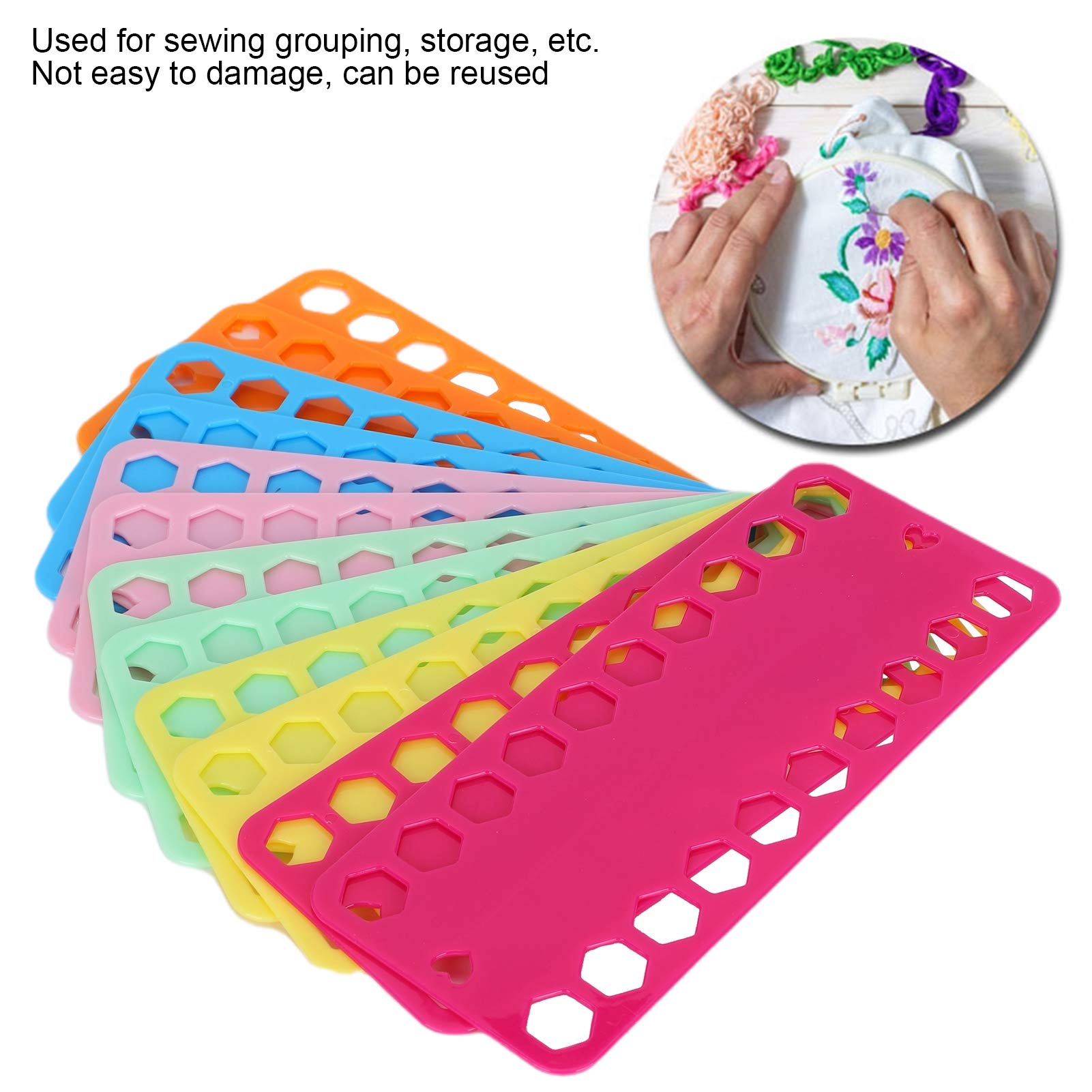 12Pcs Embroidery Floss Organizer, Cross Stitch Thread Holder Storage Tool 20 Positions Craft Storage Holder Tools Accessory Floss Bobbin Winding Plate for Cotton Thread