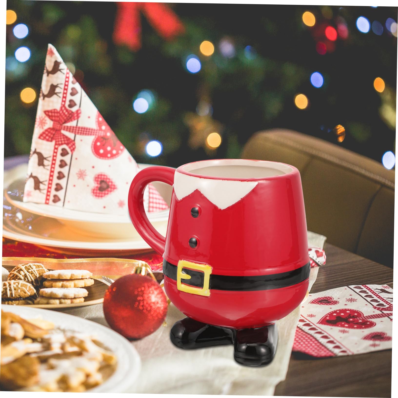 STOBAZA Copa de Papá Noel Taza de Navideña Adorable de Cerámica Hogar Taza Navideña para Desayuno de Obsequio de Navidad