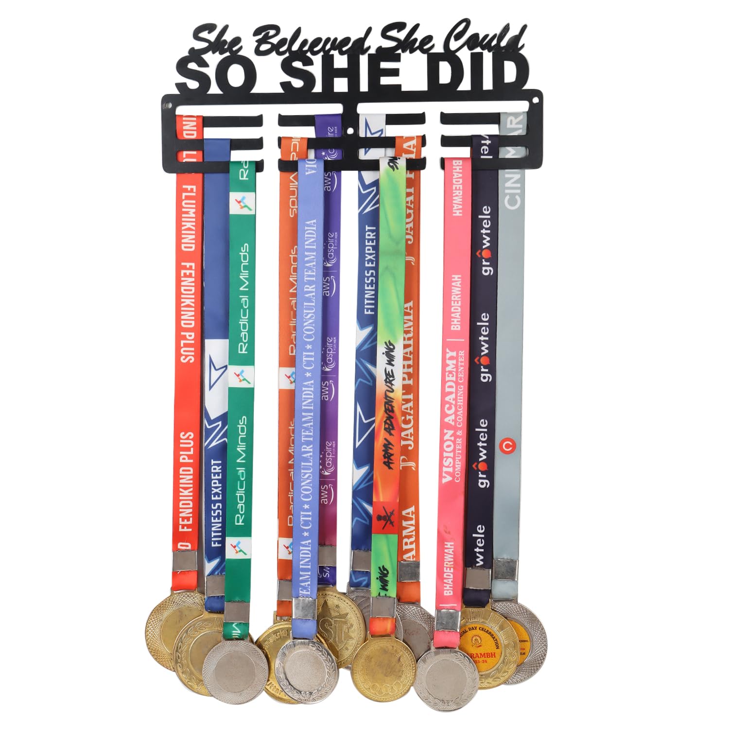 SAFINAT Medal Holder Display Hanger Rack Medals Hanger for Wall Mount Frame | So She She Did | Sports Medal Wall Display, Holds Up to 24-30 Medal Wall Hangers (Matt Black) (B0DG2YZRZQ) Amazon Price History, Amazon Price Tracker