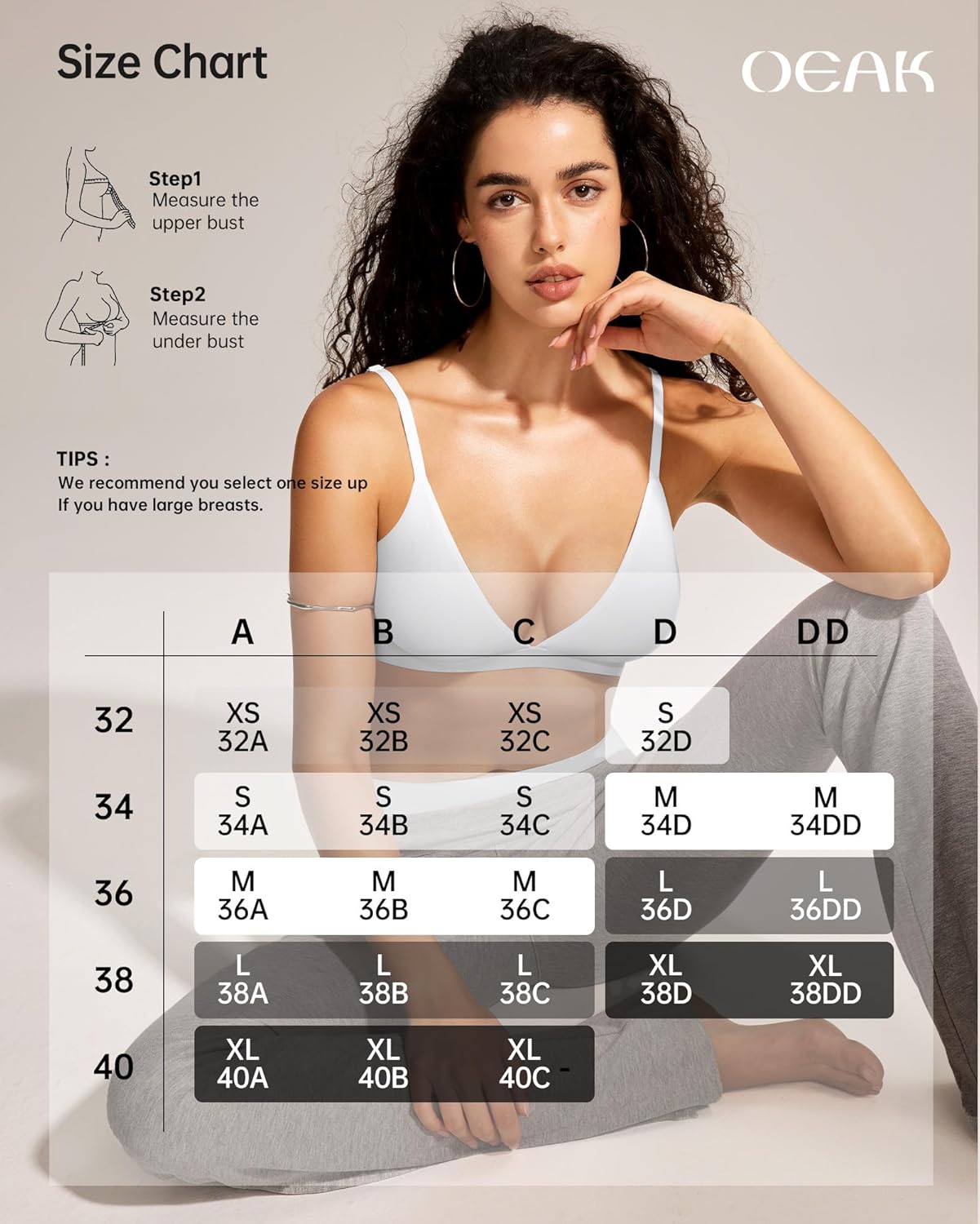 OEAK Womens Comfortable Triangle Bras No Underwire Sexy Plunge Unlined Bralette Pull On Bra Seamless Everyday Tshirt Bras White M - Image 6