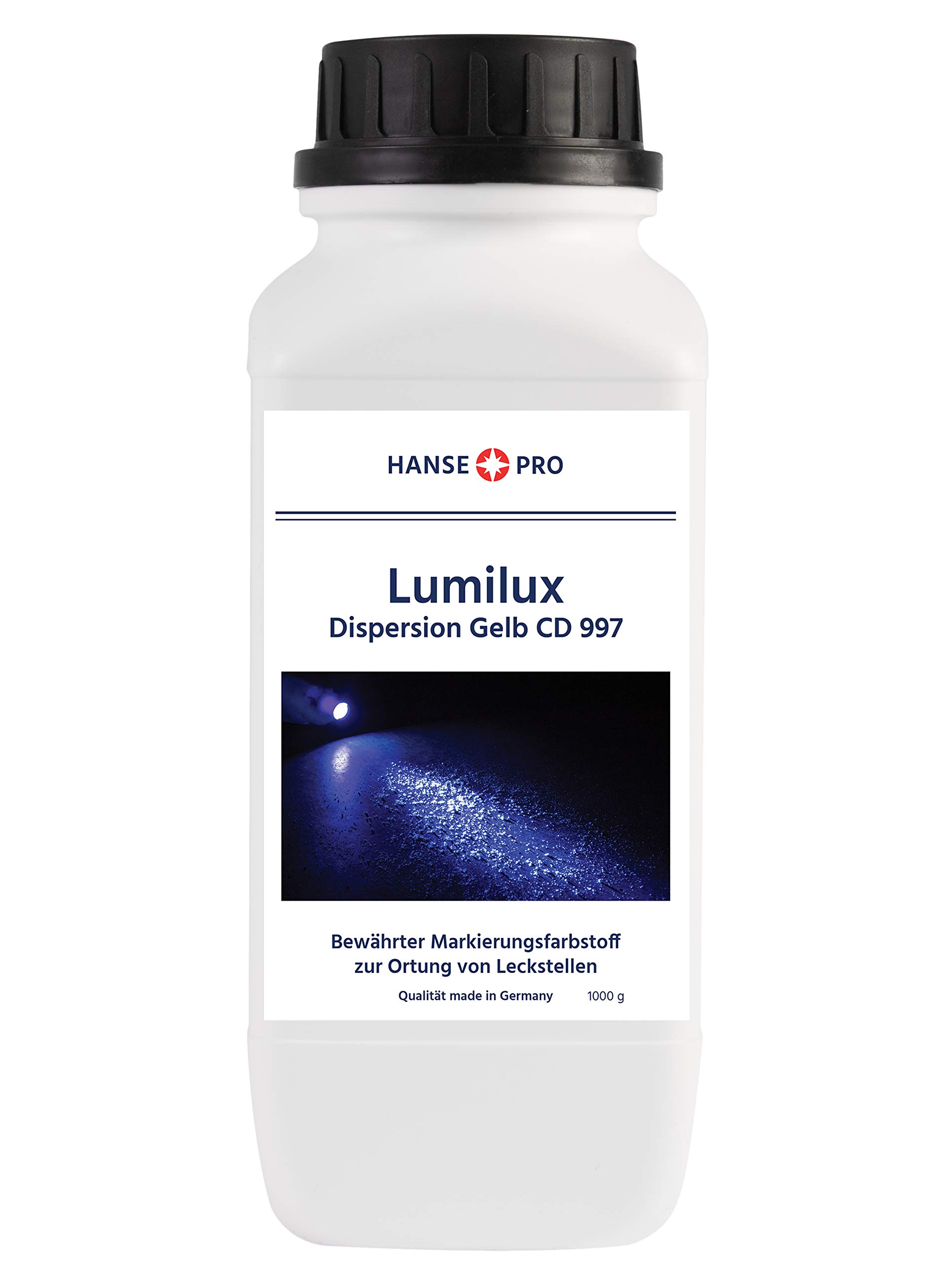 Lumilux Dispersion Gelb CD 997, 1000 g I Markierungsfarbstoff I Fluoreszenz-Farbstoff I Färbemittel I Leckageortung I zur UV-Detektion von Leckstellen I Lecksuche I UV-Tracer