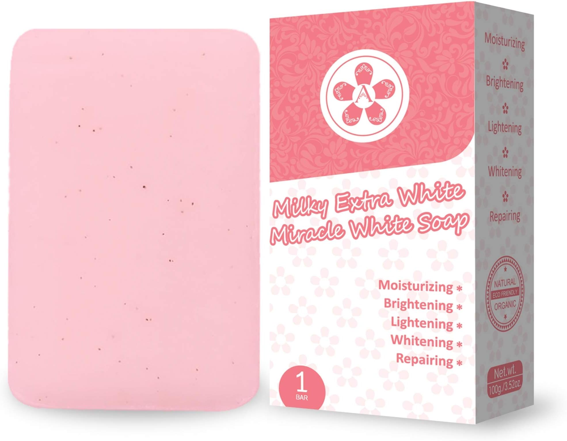 ARBUTEE | Milky Extra White Brightening Acne Soap-B3 Glutathione Alpha Arbutin- NO SLS, NO Paraben, Cruelty Free(1 Bar, MilkyWhite+Mesh)