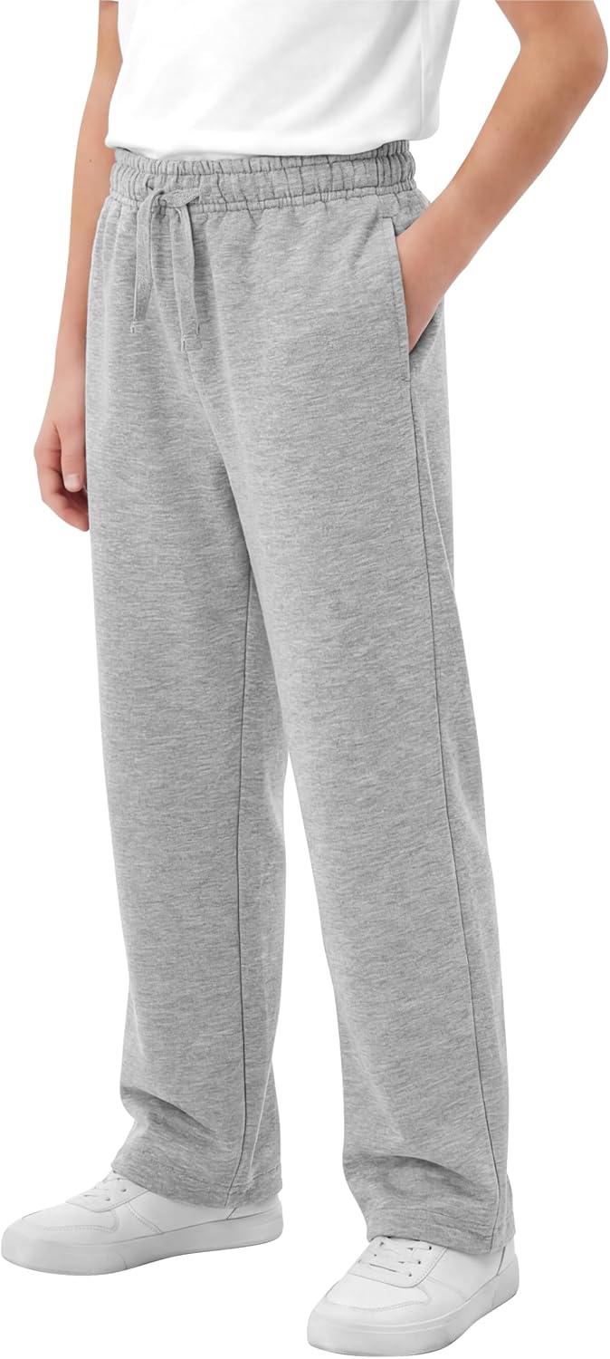 4 Pack Boys Sweatpants Open Bottom Pants for Boys Kids Athletic Joggers with Pocket and Drawstring