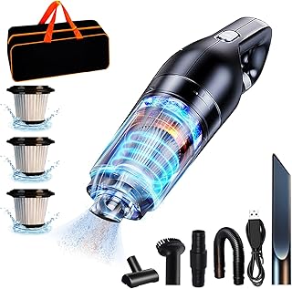 [15000pa Suction Upgraded ] Handheld Vacuum Hand Held Vacuuming Cordless Rechargeable Cleaner Portable Car Hand-held Vacuum Cleaner with Strong Suction Mini Vacuum Cleaner for Home Office Pet Hair