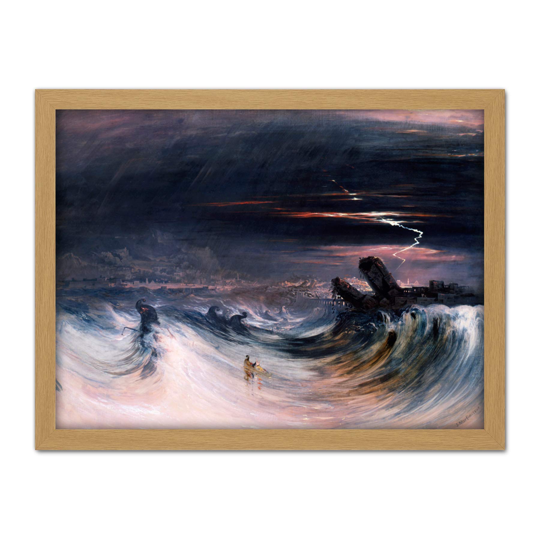 John Martin Destruction Of Tyre Large Framed Art Print Poster Wall Decor 18x24