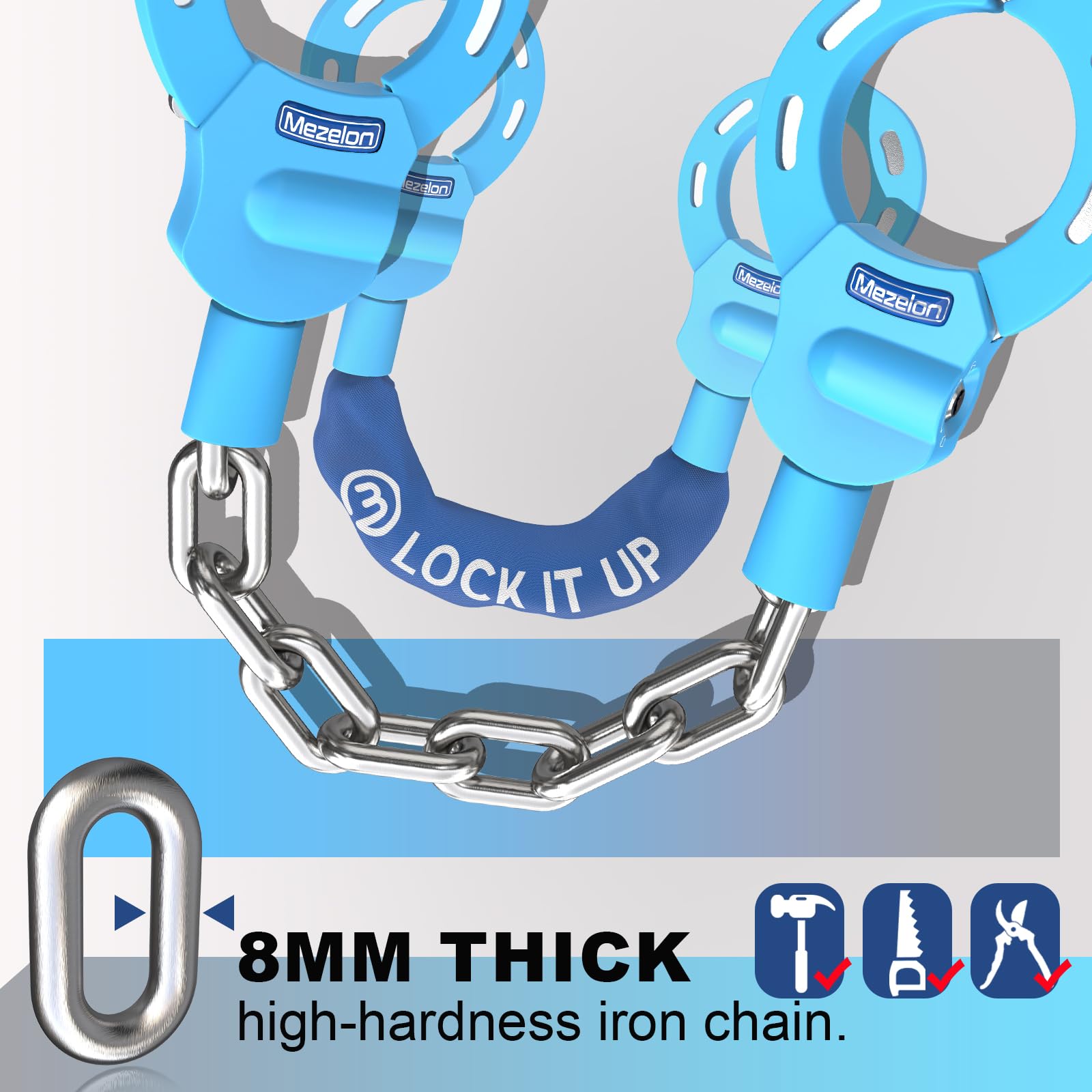 Antifurto Bici | Antifurto Monopattino Elettrico, Catena Lucchetto (4 Colori) Ideali per Biciclette, Scooter Elettrico, Moto