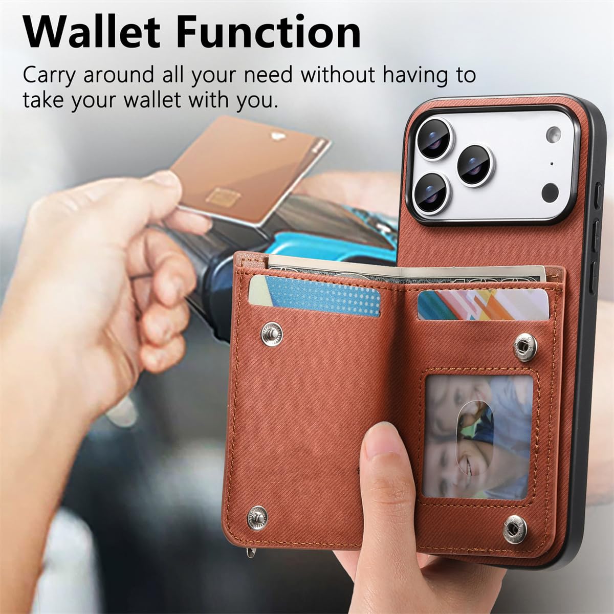 Custodia a portafoglio con cinturino da polso e porta carte per iPhone 14 Pro Max in pelle (per iPhone 14 Pro Max/blu)