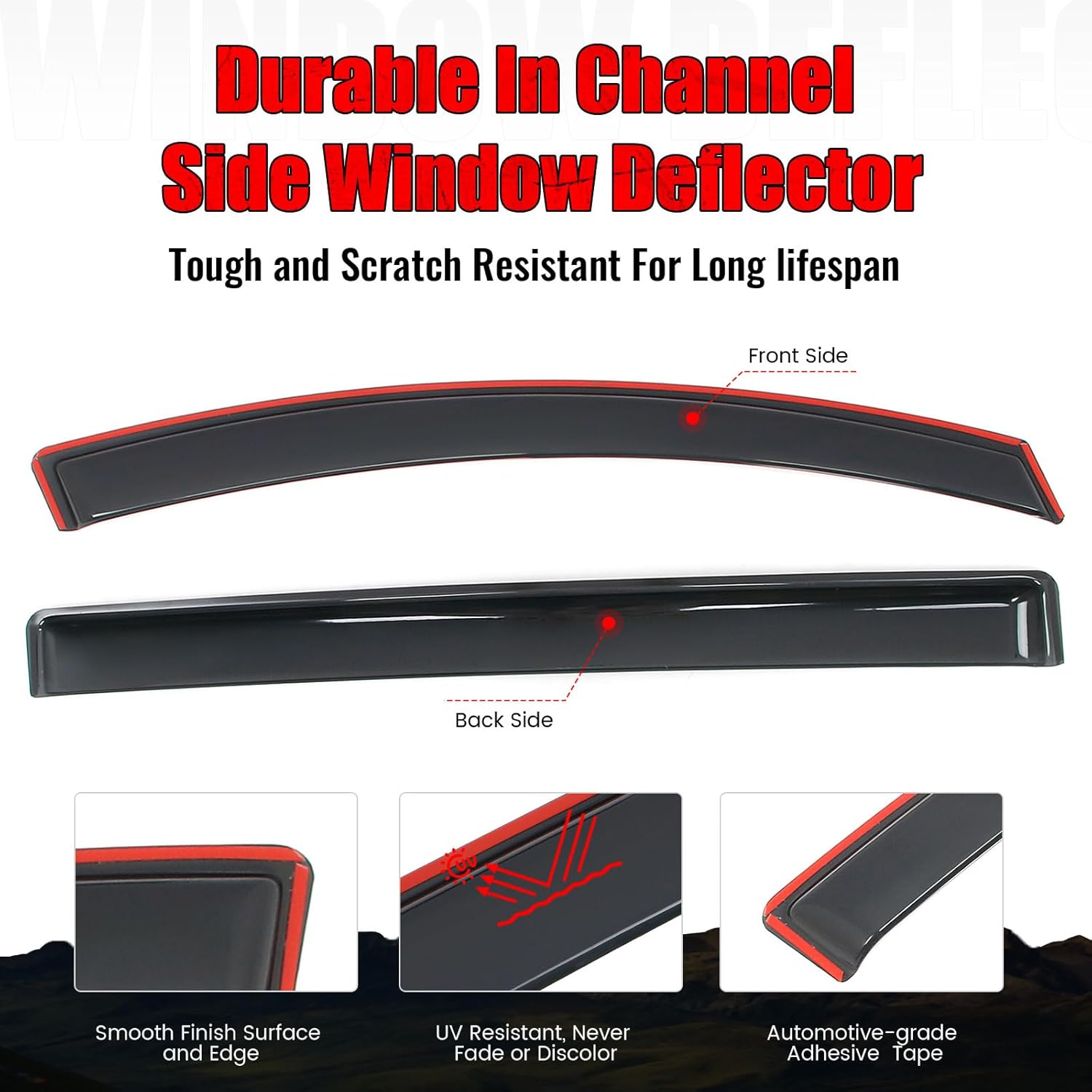 IKON MOTORSPORTS in Channel Window Visors Compatible with 2018-2025 Honda Odyssey, Slim Style Acrylic Smoke Rain Guards, Side Window Wind Deflectors 4PCS