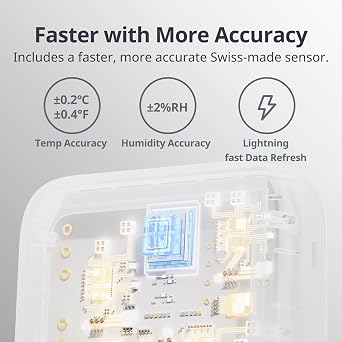 SwitchBot Thermometer Hygrometer, Bluetooth Indoor Humidity Meter for Home, Temperature Sensor with App Control, Large LCD Display, Notification Alerts, 2-Year Data Storage Export
