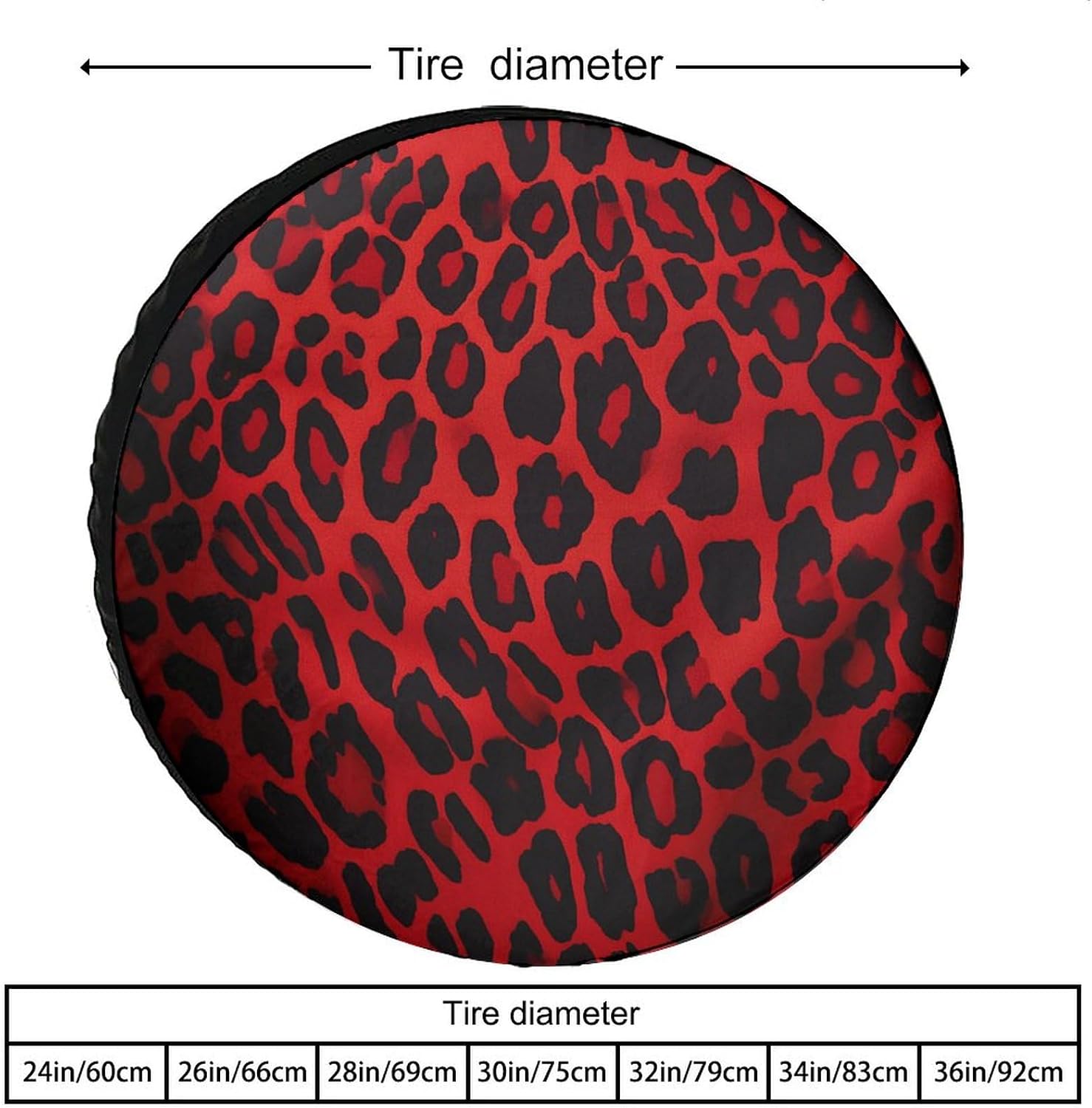 Universal Spare Tire Cover Waterproof Wheel Covers Car Tire Protector Red Leopard Pattern Wheel Protector Dustproof Wheels Tires Cover for RV SUV Truck Camper Trailer 26inch