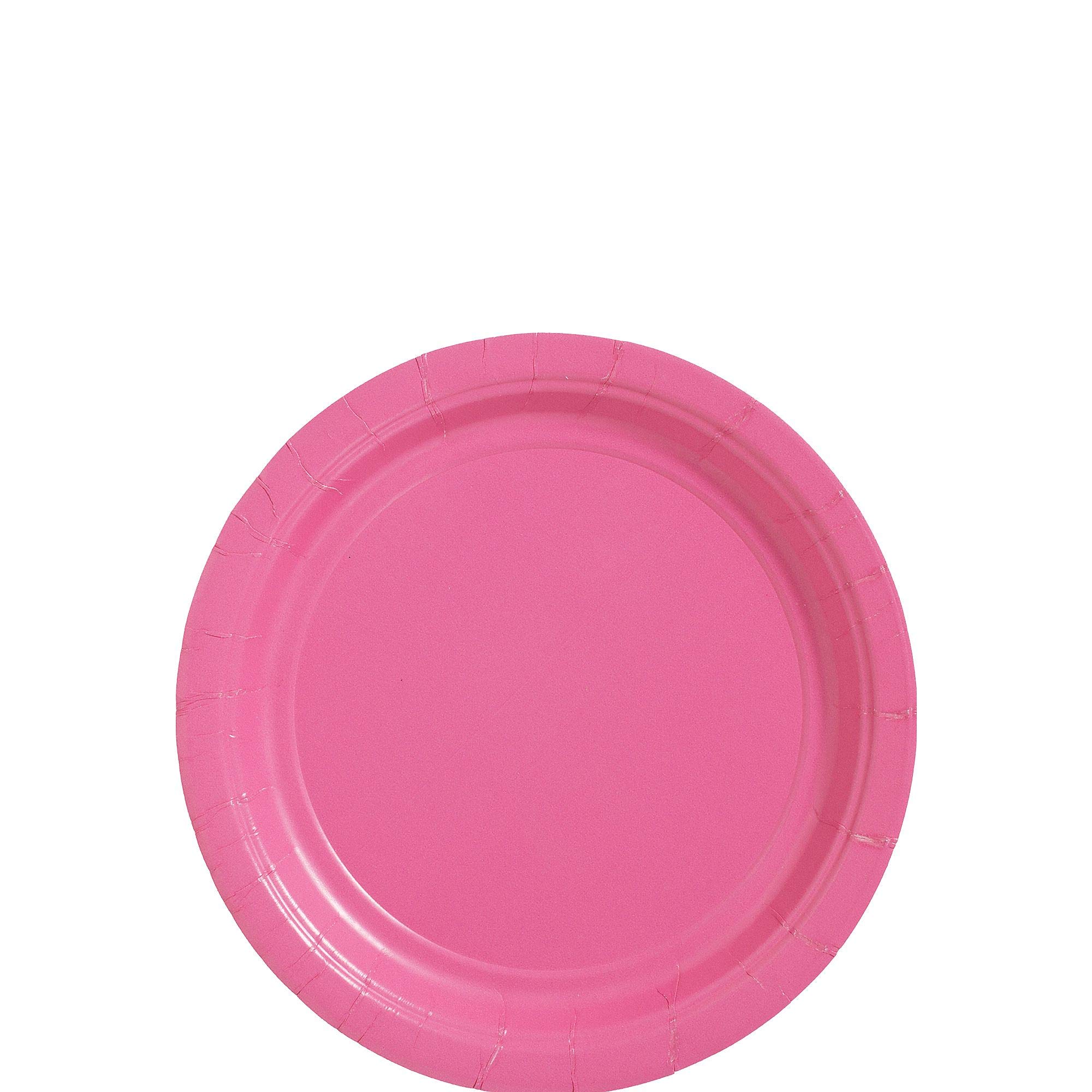 Bright Pink Round Paper Plates - 6.75" (50 Pc) - Sturdy & Eco-Friendly Party Essentials - Perfect for Celebrations & Events