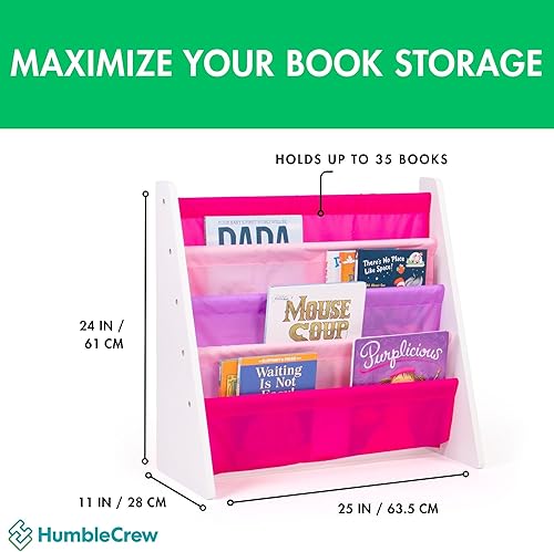 Miniatura 71 de Humble Crew Librero de almacenamiento para libros infantiles, gris/blanco, 4 niveles Gris/Blanco,verde (camo green),Gris/rosado,Madera