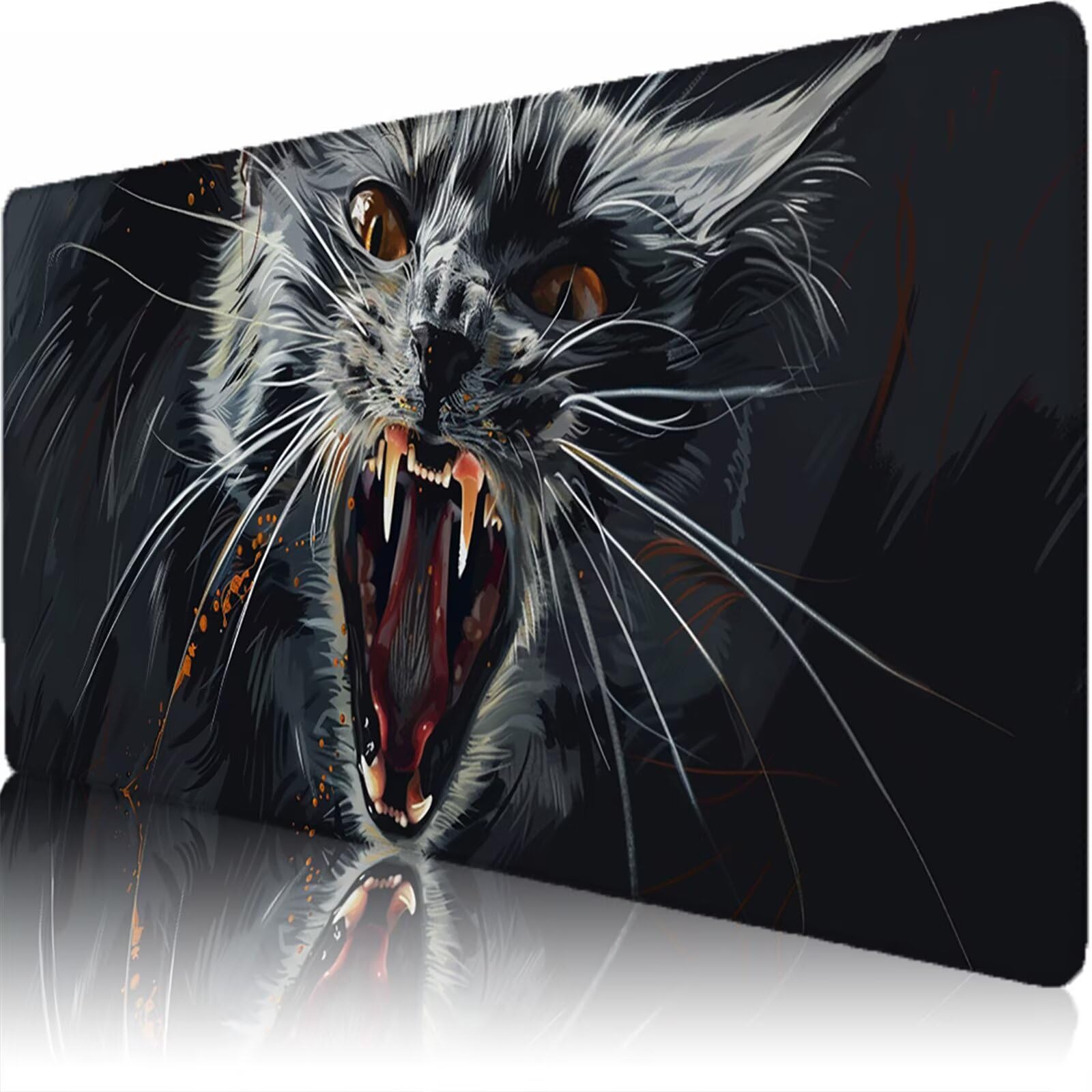 Sottomano Scrivania Grande 1200 x 600 x 3 mm Gatto Tappetino Tastiera Computer con Base Antiscivolo e Bordi Cuciti, Protezione Impermeabile, per Lavoro/Casa/PC Gamer, Regali Uomini (Animale) L-x5346