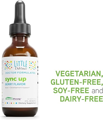 Miniatura 5 de Little DaVinci Sync Up - Ayuda a apoyar la salud cerebral, el sistema inmunológico y la función del sistema nervioso con sulforafano, sabor a bayas,