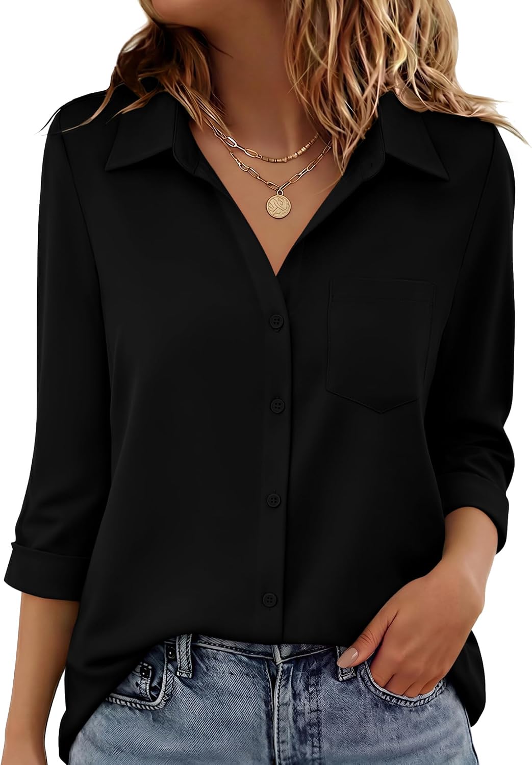 Zeagoo Womens Button Down Shirt Long Sleeve Work Blouse
