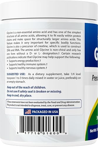 Miniatura 7 de Best Naturals Polvo de glicina 1 LB - Neurotransmisor y apoyo de relajación
