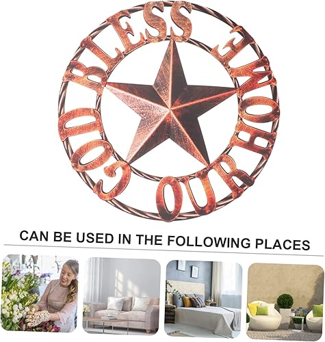 Miniatura 2 de VOSAREA Disco retro de hierro forjado decoración del hogar, estrella de metal, decoración de pared, estrella de hierro, decoración para el hogar,