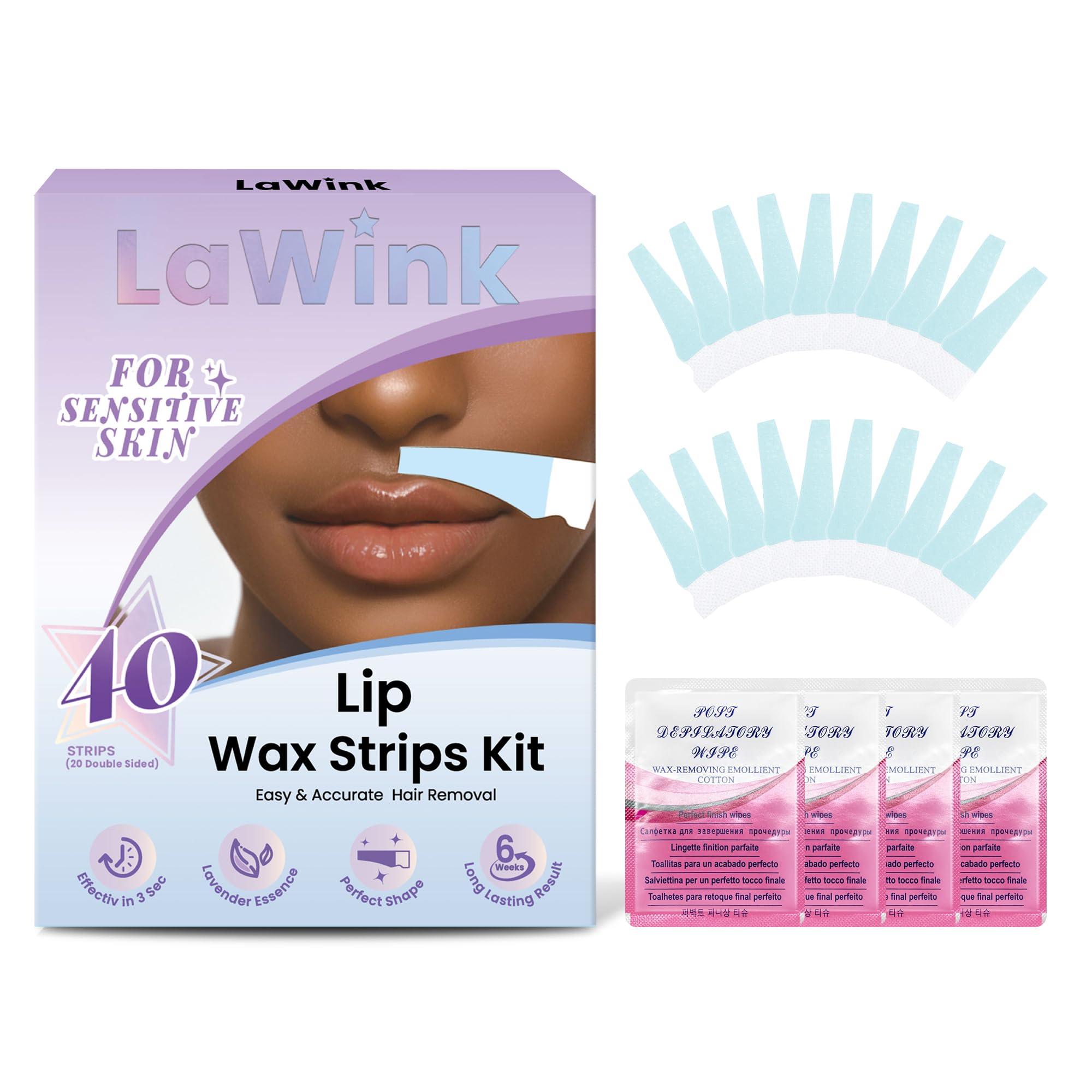 Lip Wax Strips 40Pcs For Sensitive Skin Pre-Cut