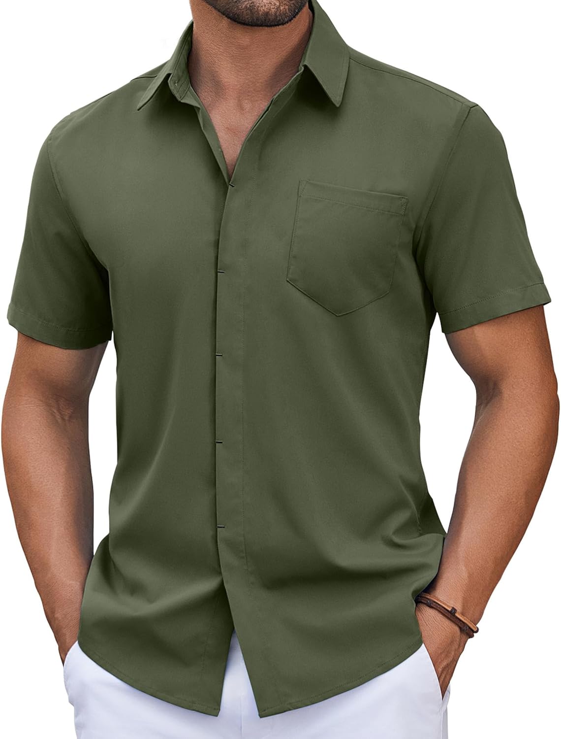 COOFANDY Mens Short Sleeve Button Down Shirt Casual Untucked Summer Shirt with Pocket COOFANDY Mens Short Sleeve Button Down Shirt Casual Untucked Summer Shirt with Pocket