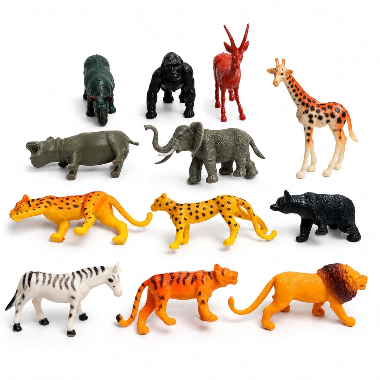12 Pcs Animals Figure Mini Jungle Toys Set Realistic Wild Plastic Animal Learning Party Favors for Boys Girls Kids Toddlers Forest Small Playset Cupcake Topper Safari-Multicolor-image-13
