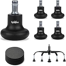 Sytopia 5 Stück Bodengleiter 2 Zoll, Höhe 6,5cm, mit Filzpads, Ersatz für Bürostuhl Rollen, Stuhlgleiter 11mm x 22mm, für Schreibtischstuhl/Drehstuhl, Parkett & Fliesen, Schwarz