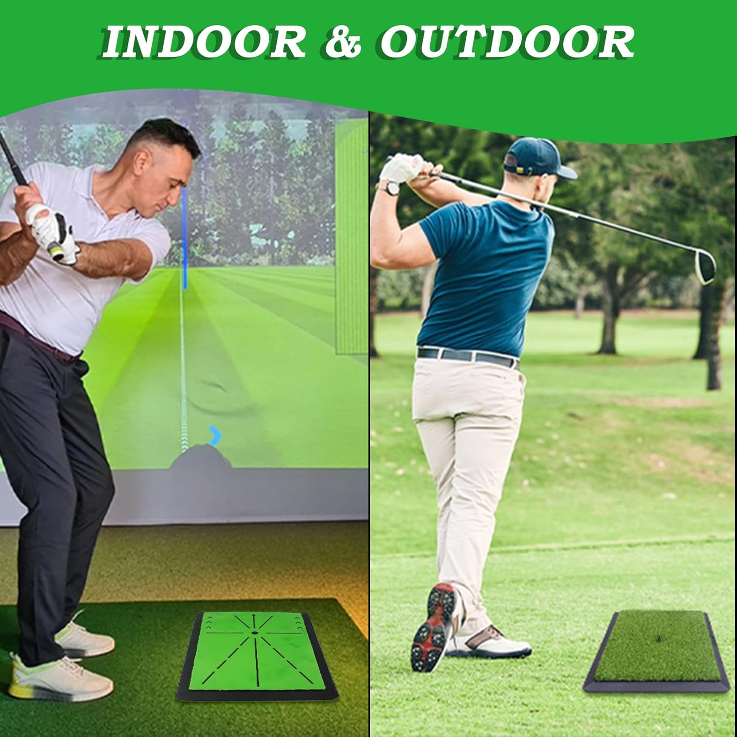 3 Pack Replaceable Golf Hitting Mats, Golf Practice Swing Mat with Non-Slip Heavy-Duty Rubber Base for Indoor/Outdoor Batting Putting Chipping Training, Gifts for Golfers