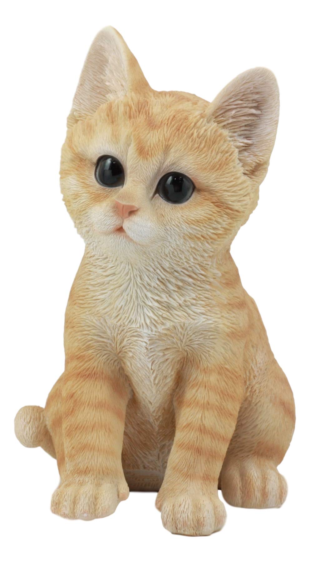 Ebros Lifelike Sitting Orange Tabby Cat Statue 7.5" Tall with Glass