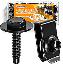 weideer 50PCS M6-1.0 Universal Fender Liner Screw U Nut Kit,Engine Splash Shield Hex Head Screw U Clips,Automotive Body Screws Clips(25sets) K-194-25