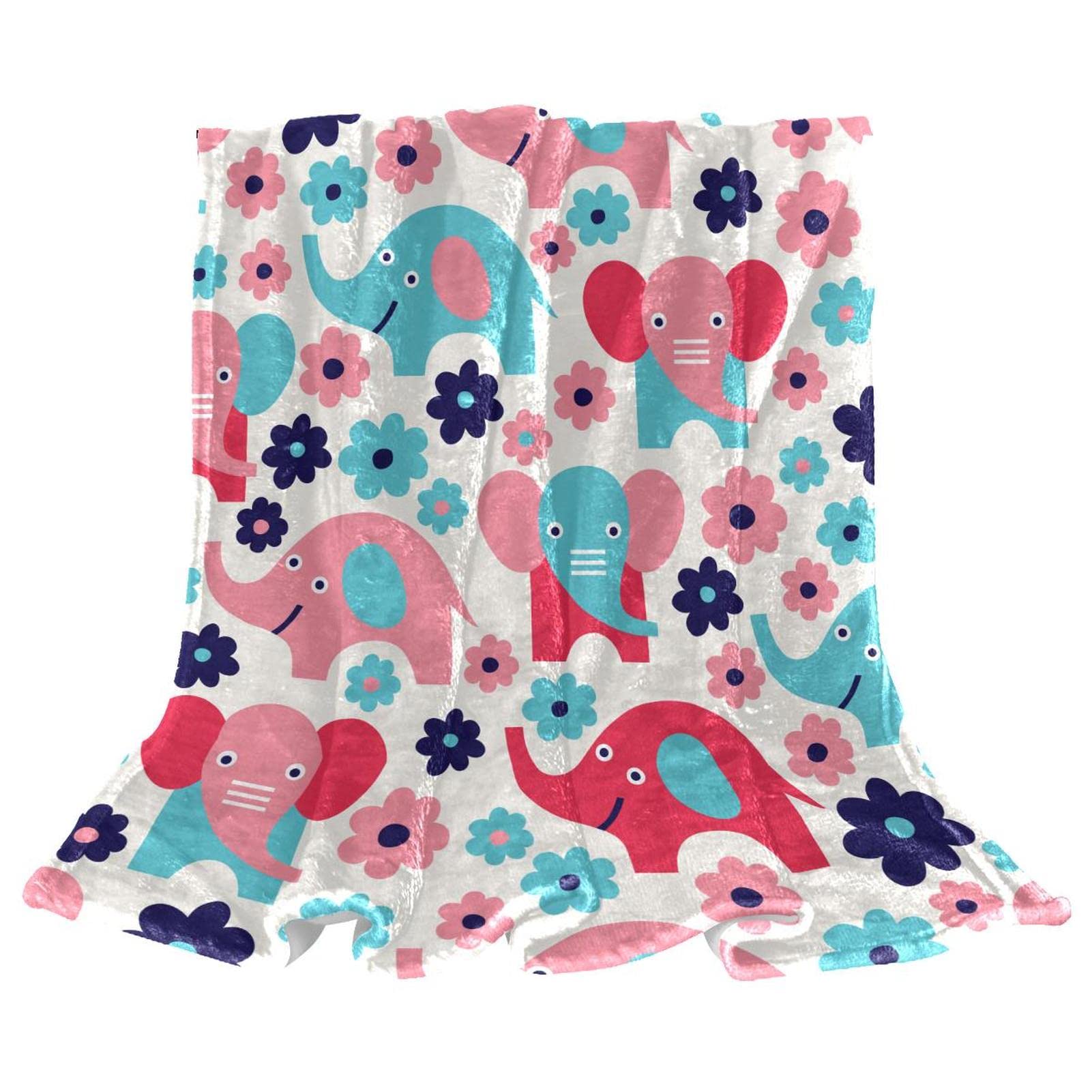 Couvre-lit éléphant bleu rose doux et douillet pour lit enfant TBOUOBT