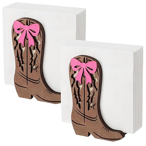 2 Pcs Western Cowboy Boot Napkin Holder for Table Kitchen