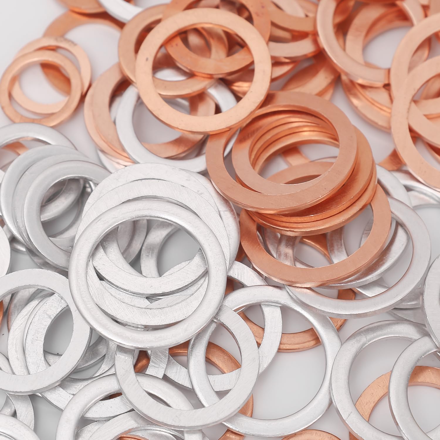 100PCS / Box Oil Drain Metal Flat Washer Sealing Screw Gasket Oil Pipe Copper Aluminum Washers Automotive Fastener Accessories M10/ M12/ M14/ M16/ M18
