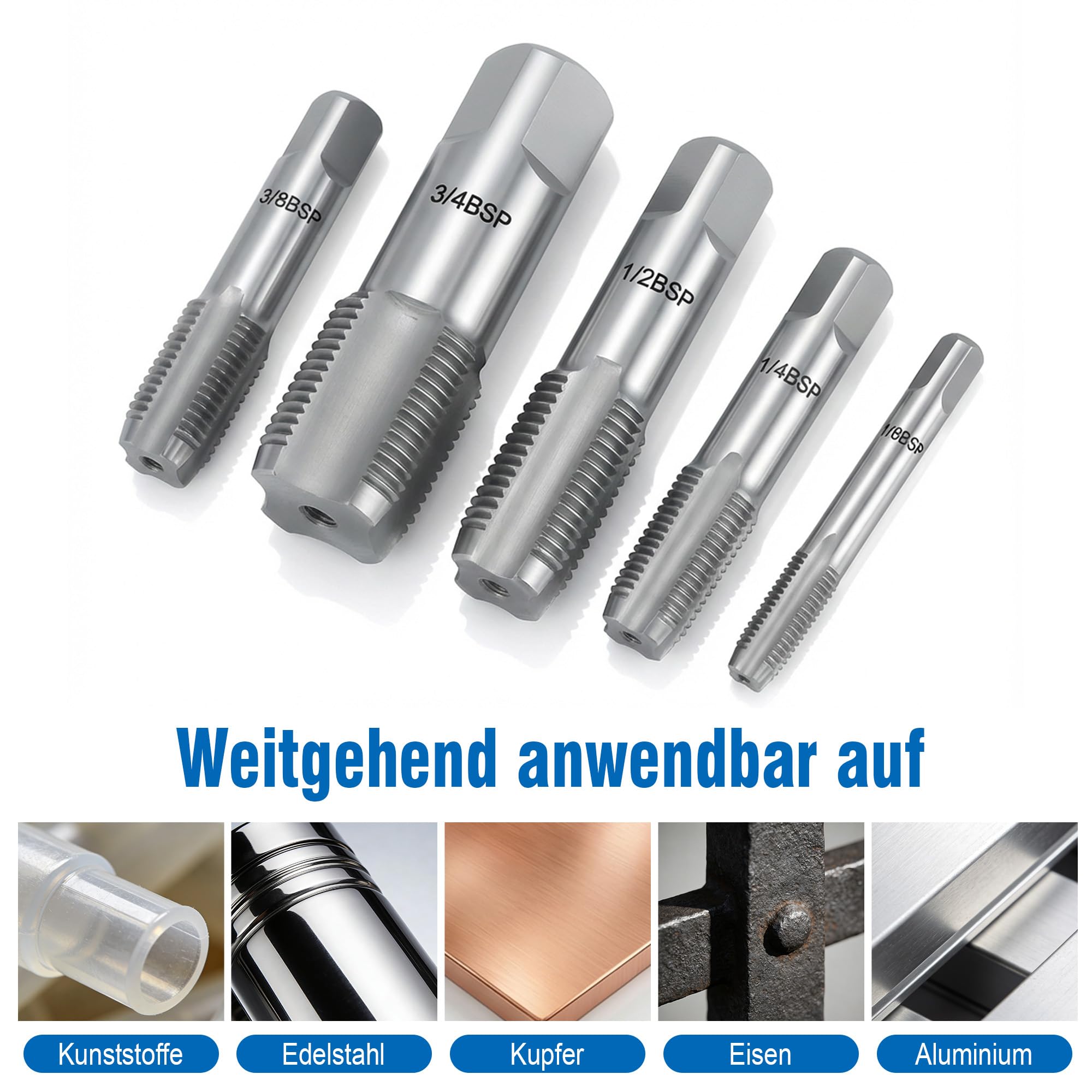 4 Stk Schraubenausdreher und Rohrgewindebohrer, 1/2 Zoll und 3/4 Zoll Rohrgewind