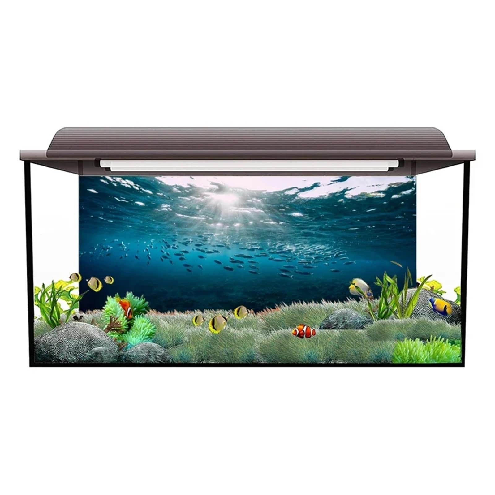 Fond D'Aquarium Affiche de Fond d'aquarium 3D, Autocollant adhésif en PVC, arrière-Plan du Monde sous-Marin, Autocollant de Fond de Plantes d'océan et de mer(White,54x122cm)