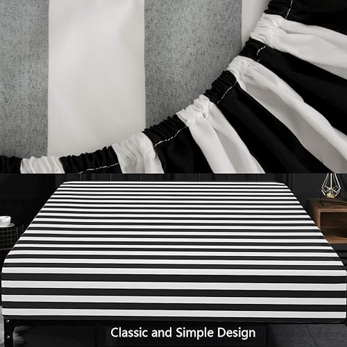 Miniatura 4 de NTBAY Sábana bajera ajustable extra larga individual solamente  Sábana bajera de microfibra cepillada con bolsillo profundo a rayas  Suave, sin