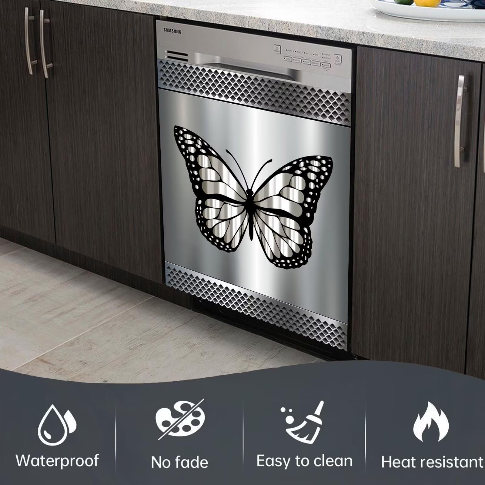 Magnetic Dish Stainless Steel Dishwasher Magnet Cover, 23' X 17