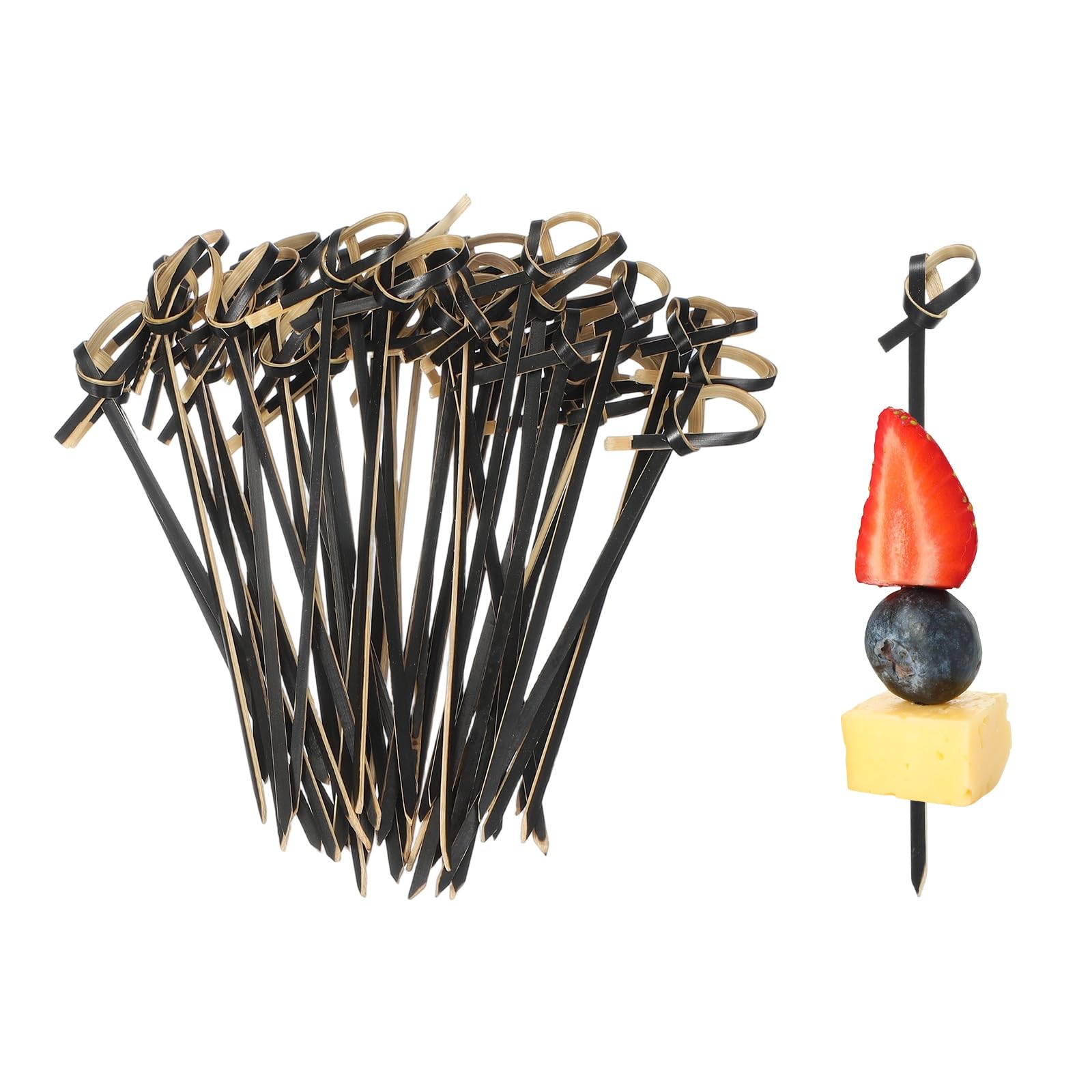Brochettes cocktail bambou 10,5 cm noires uxcell pour apéritifs et fruits (200 pièces)