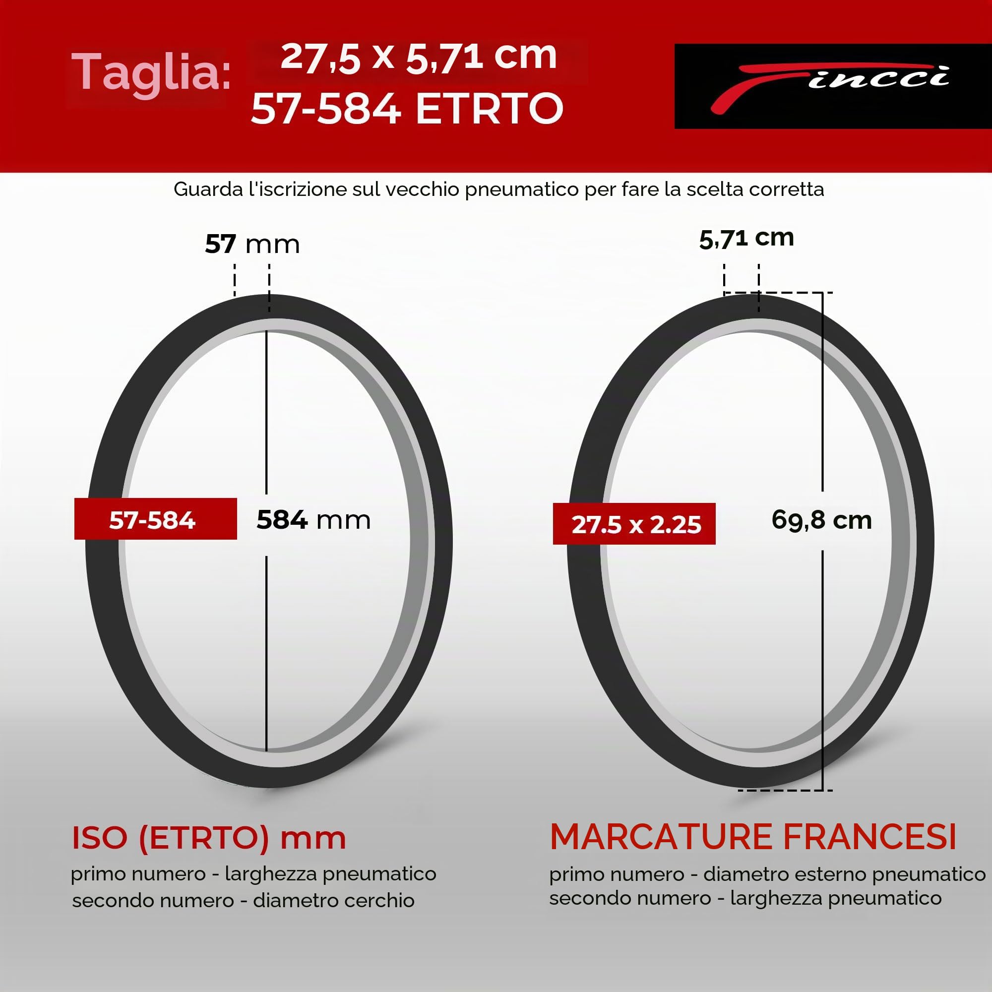 Fincci Bici Copertoni MTB 27.5 x 2.25 - Coppia Pieghevole Gomme Nero 57-584 con Antiforatura 1mm - Biciclette Pneumatici 27,5" per Adulto Donna e Uomo - Imballaggio Accessori per Mountain & E bike