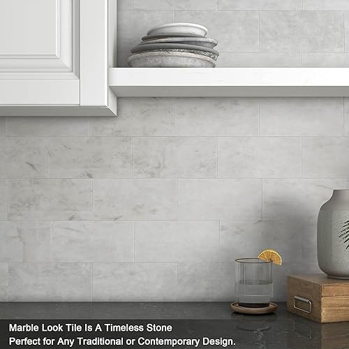 Miniatura 3 de BeNice Calcomanías mate para loseta en muro de baño, impermeables, para loseta en muro de cocina, azulejos individuales de 3.85 x 7.79 pulgadas