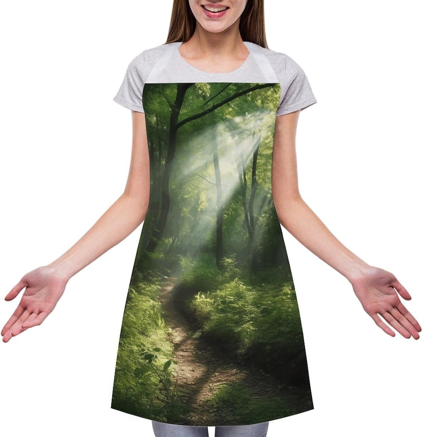 Sunlight Through The Grove Apron for Cooking Kitchen Chef Aprons with Pockets Unisex Professional Adjustable Bib Aprons Restaurant Waterdrop Resistant Apron for Men Women Waiter