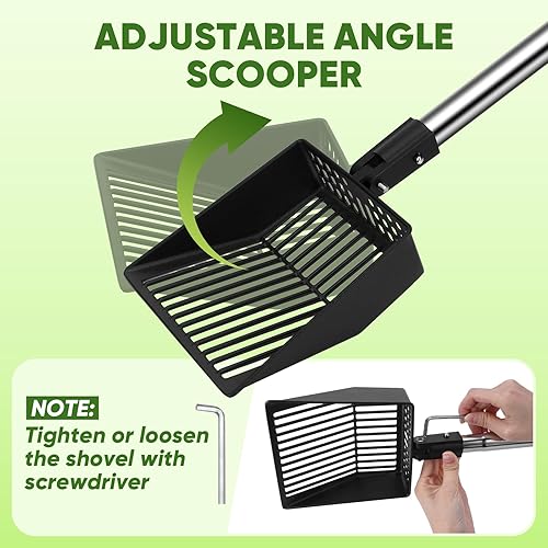 Miniatura 4 de Cuchara de arena ajustable de metal largo para gatos, pala de arena ajustable, pala de metal larga y grande, pala de tamizado más larga de 13 a 41