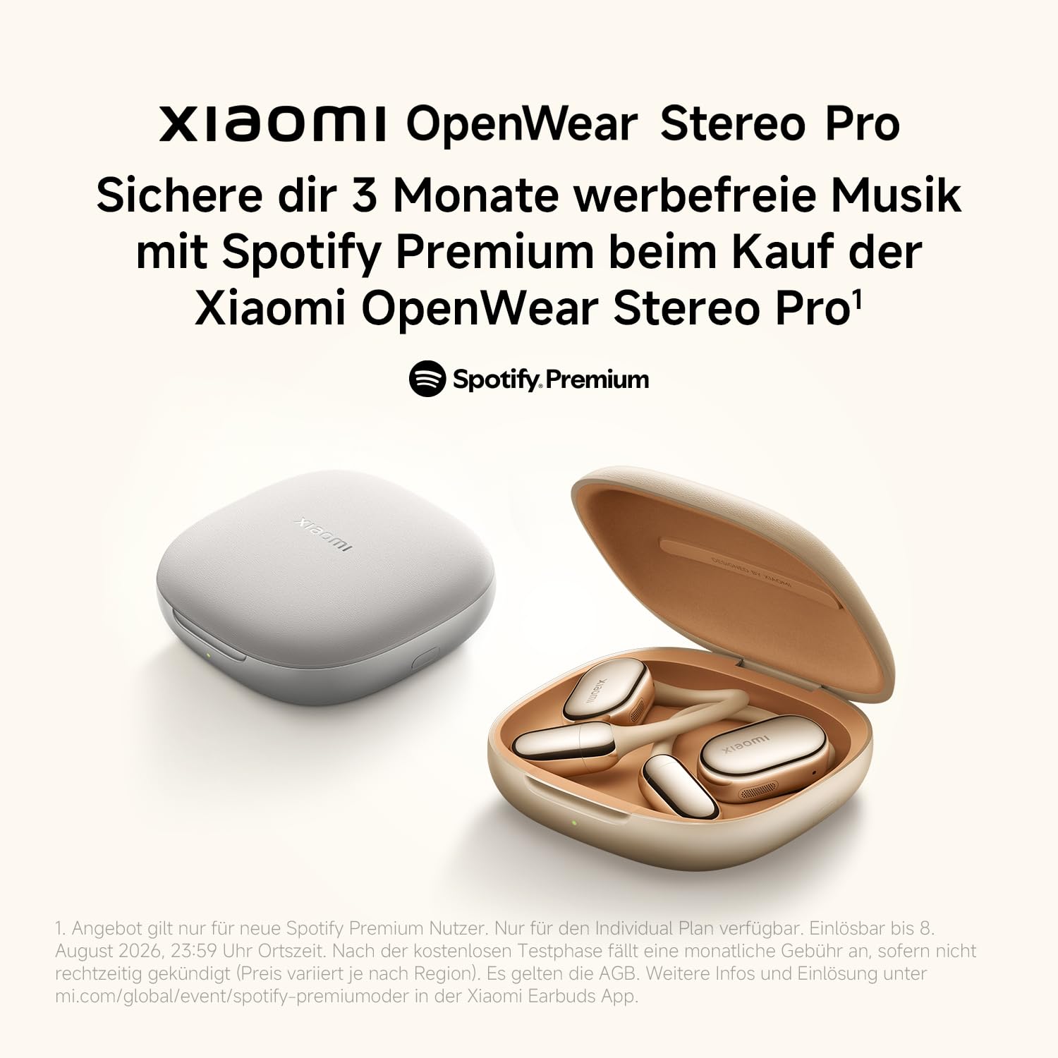XIAOMI OpenWear Stereo Pro Gold, Open-Ear Kopfhörer, Ohrbügel Bluetooth Headset, Bequemer und Stabiler Sitz, 45 Stunden Akkulaufzeit, Wasserdicht IP54, Mehrfachtreiber, Hi-Res HiFi Audio